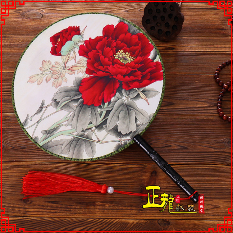 巴林左旗古典中国风团扇空白扇跳舞蹈扇 真丝宫扇